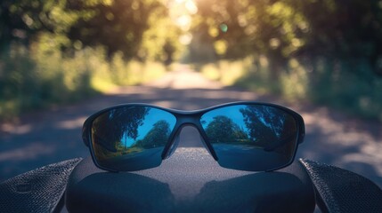 Sunglasses on a Surface with Nature Background