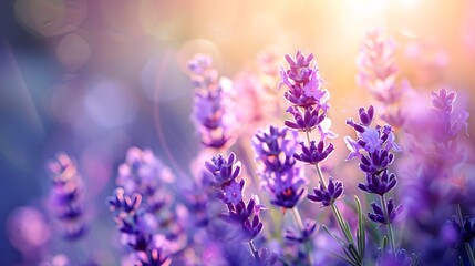Naklejka premium Lavender blossoms in a background with a plant