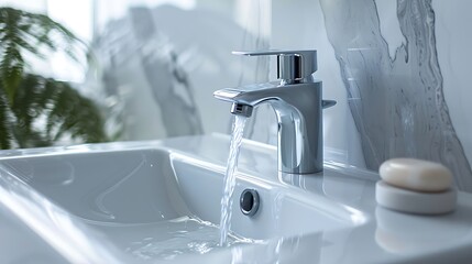 Little inset bathroom tap boasting a built in water cartridge for sifting or filtered technology