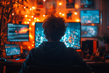 A person attending a virtual conference from their home, demonstrating how technology enables participation in professional events remotely. Concept of professional development.