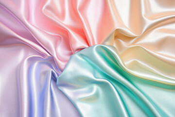 Fototapeta premium Soft satin fabric draping in pastel colors showcasing smooth textures and gentle folds