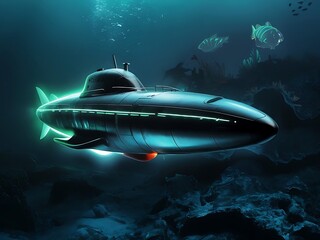 Obraz premium scuba in deep ocean