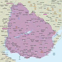 Obraz premium Simple political map of Uruguay