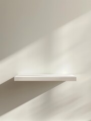 Minimalistic White Shelf on the Wall with Soft Sunlight, Highlighting an Elegant Atmosphere in Ultra-High Definition