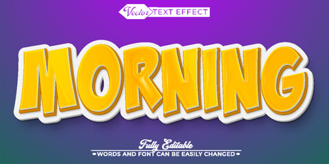 Cartoon Yellow Morning Vector Editable Text Effect Template
