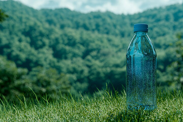 Obraz premium Water Bottle in Nature: A Refreshing Scene