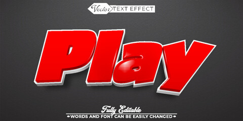 Cartoon Red Play Vector Editable Text Effect Template