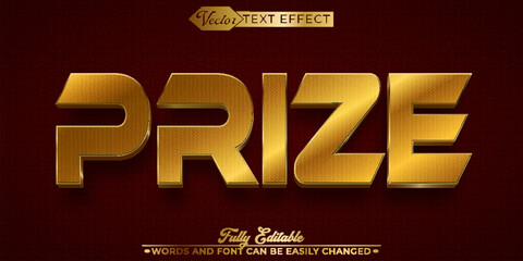 Golden Prize Vector Editable Text Effect Template