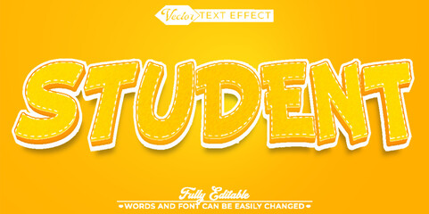 Cartoon Yellow Student Vector Editable Text Effect Template