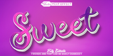 Cartoon Pink Sweet Vector Editable Text Effect Template