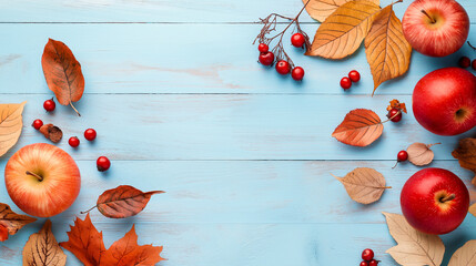 Autumn background colored fruit