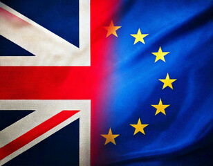 Background showing components of the flags from The UK and European Union.	