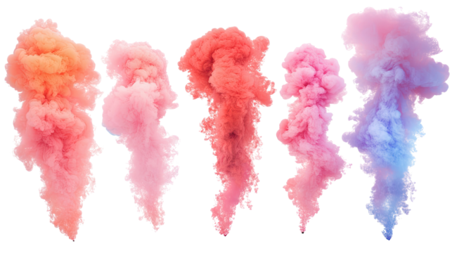 Colorful Pink and Red Smoke Explosions Creating a Rainbow Effect Generative AI