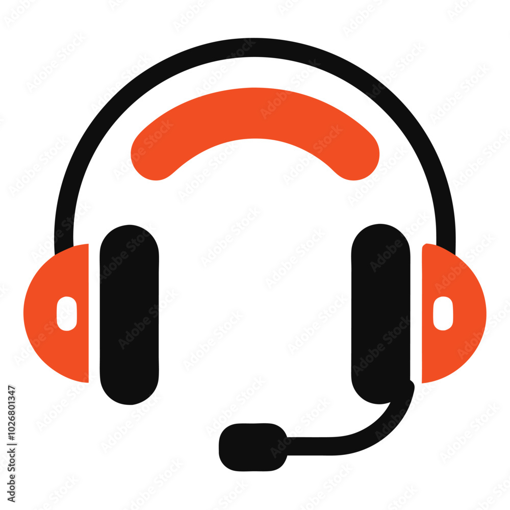 Wall mural headset microphone vector illustration isolated on a white background