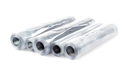Textured Rolls of Plastic Wrap Arranged Neatly on a Light Background Generative AI