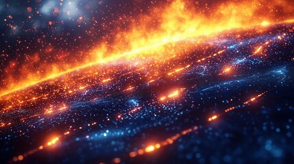 Fototapeta premium A mesmerizing abstract background showcasing bright flames and cool blue hues, illustrating contrast and dynamic energy in a visual representation.