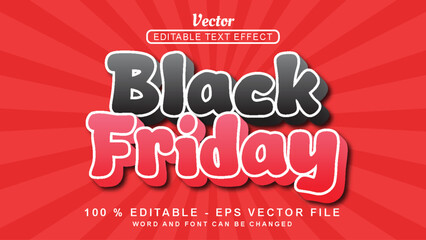 Editable 3D text effect Black Friday Simple style isolated on Red background