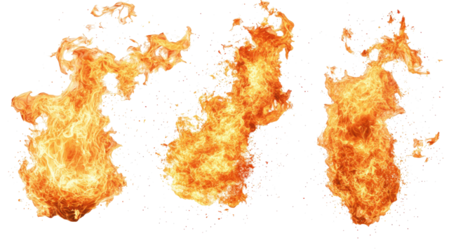 Realistic Flame Collection Showcasing Vibrant Fire Dynamics at Night Generative AI