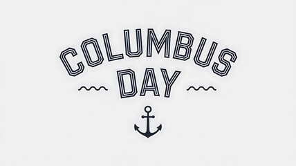 Columbus Day Graphic with Anchor and Wavy Lines