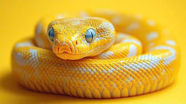 a bright yellow snake symbolizing python programming and automation concept
