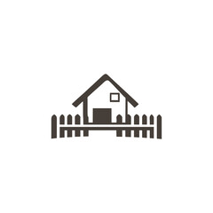 simple roof and fence logo design