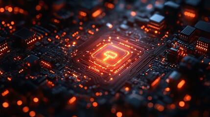 a glowing digital key amidst a network of circuits symbolizing cybersecurity and data access security and protection secure access