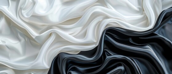 Obraz premium Elegant Black and White Satin Fabric Textures
