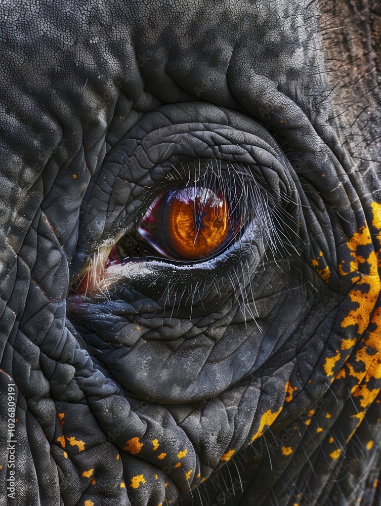 Aufkleber this close view reveals the unique texture of an elephant's eye and the deep, expressive nature with