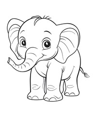 Naklejka premium Adorable Elephant Coloring Page for Kids' Fun Activities