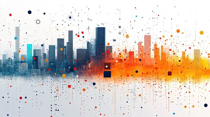 abstract data visualization with colorful lines and blocks representing data insights and analytics
