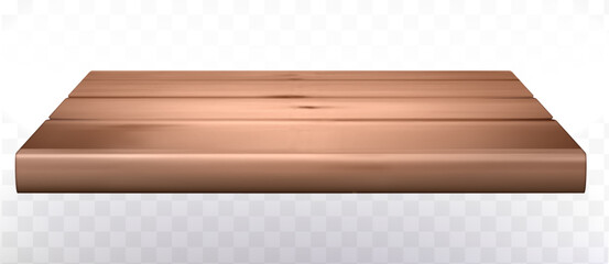 3d isolated empty wooden shelf for exhibit on white background