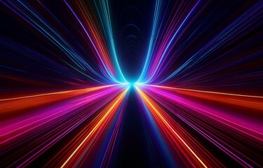 Obraz premium Abstract background of colorful lines converging into a single point in the distance.
