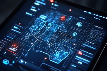 Obraz premium Digital Cityscape: Futuristic Interface and Navigation System
