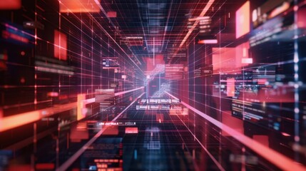 Obraz premium Abstract Digital Data Flow in Futuristic Space