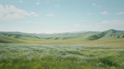Obraz premium Vast Green Hills Under Bright Blue Sky