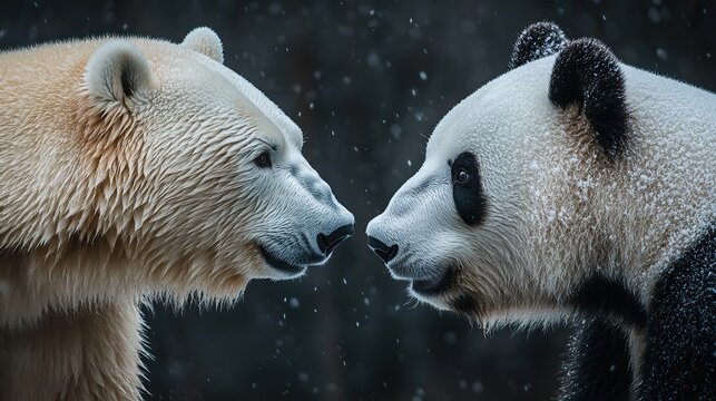 polar bear and panda bear facing off symbolizing a challenge between polaris and pandas data science packages