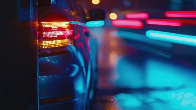 Nighttime City Scene with Vibrant Light Trails