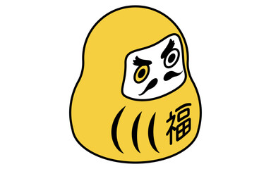 正月の福だるま、アイソメトリックの線画アイコン