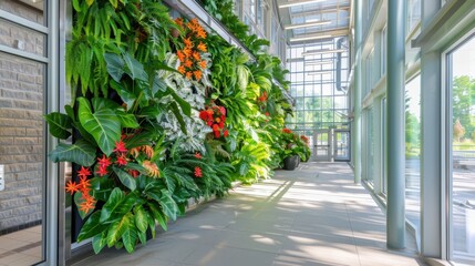 Lush Greenery in Modern Indoor Space