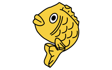 正月飾りの鯛、アイソメトリックの線画アイコン