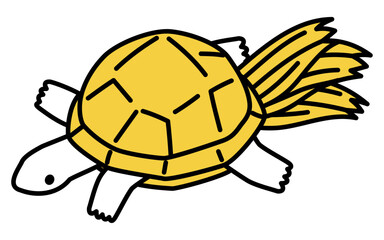 正月飾りの亀、アイソメトリックの線画アイコン