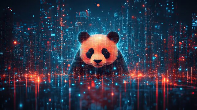 the image depicts the word pandas with a digital data centric background symbolizing the pandas data analysis and manipulation tool in python