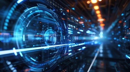 Futuristic Digital Interface with Light Effects