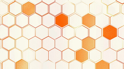 A captivating arrangement of hexagons filled with varying shades of orange, creating a striking geometric pattern against a light backdrop