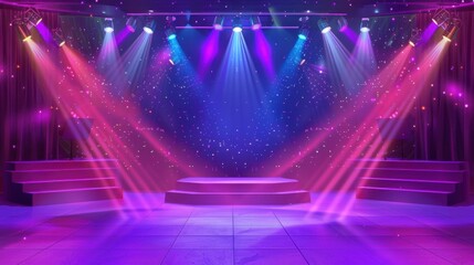 Vibrant Stage Lights and Colorful Background