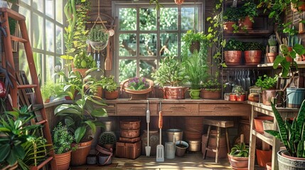 Lush Indoor Gardening Space with Natural Light