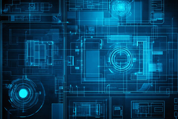 Abstract Futuristic Technology Background with Glowing Blue Lines