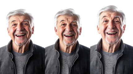 Joyful Older Man Smiling in a Bright Studio Setting During Daytime Generative AI