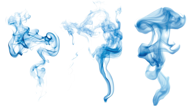 Blue Smoke Swirls Artistically Against a White Background Generative AI