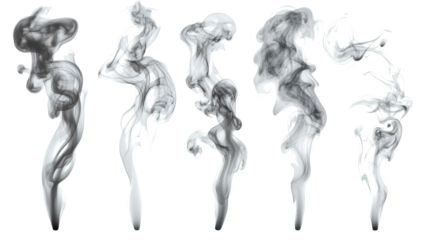 Black and White Smoke Patterns on White Background Generative AI
